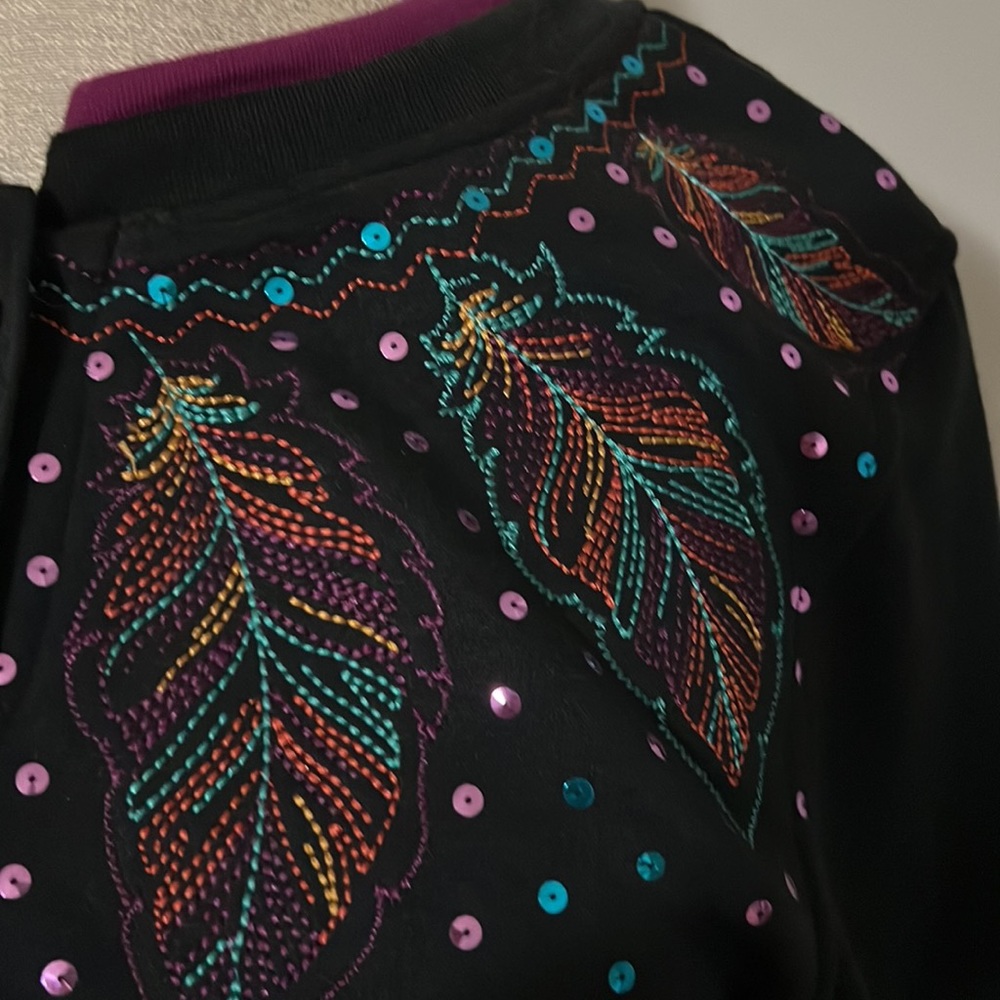 Shenanigans Black Button Down With Sequin & Embro… - image 5